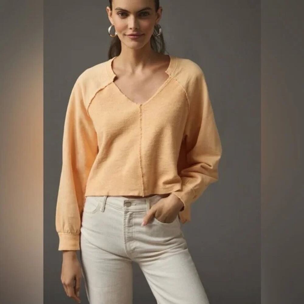 Pilcro Anthropologie Peach V-Neck Sweatshirt M